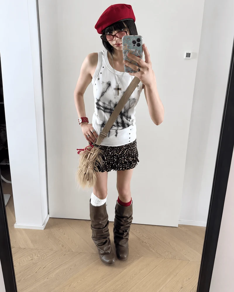 American Gothic Rivet Slim Fit Tank Top