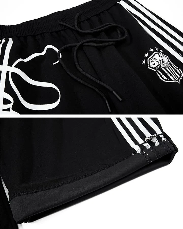 Curved Script Stripe Wide-Leg Sweatpants