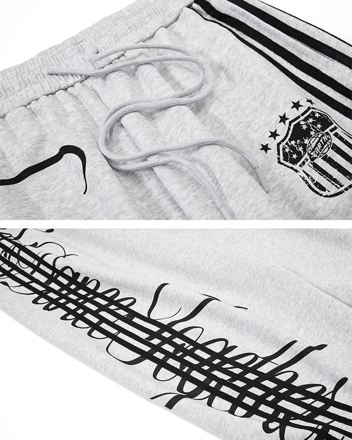 Curved Script Stripe Wide-Leg Sweatpants