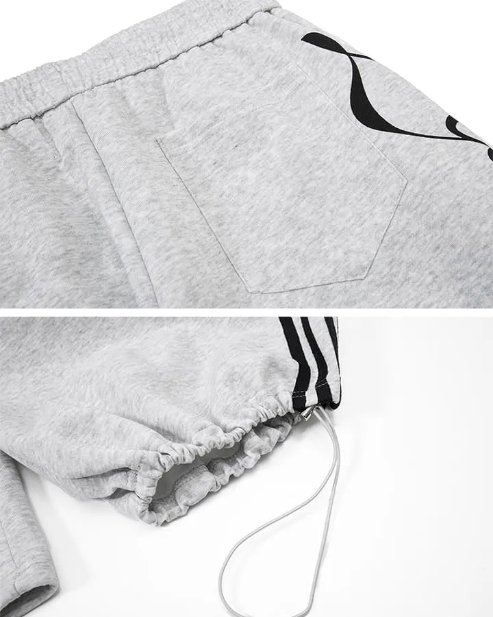 Curved Script Stripe Wide-Leg Sweatpants