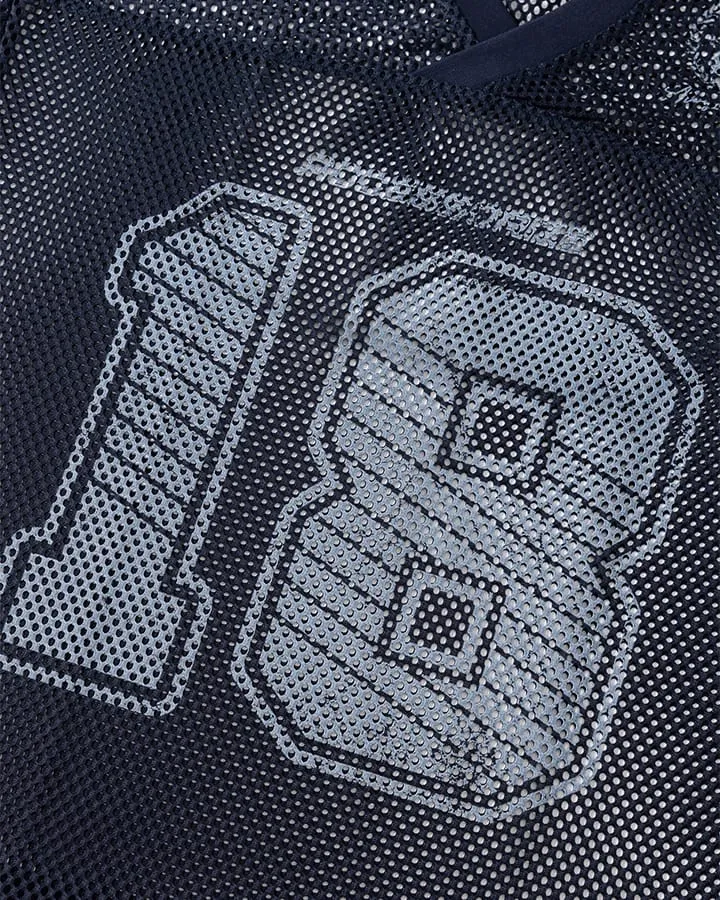 Black Mesh Number Print V-Neck T-Shirt