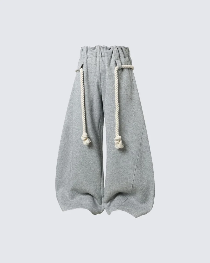 New Casual Relaxed Curved Wide-Leg Pants
