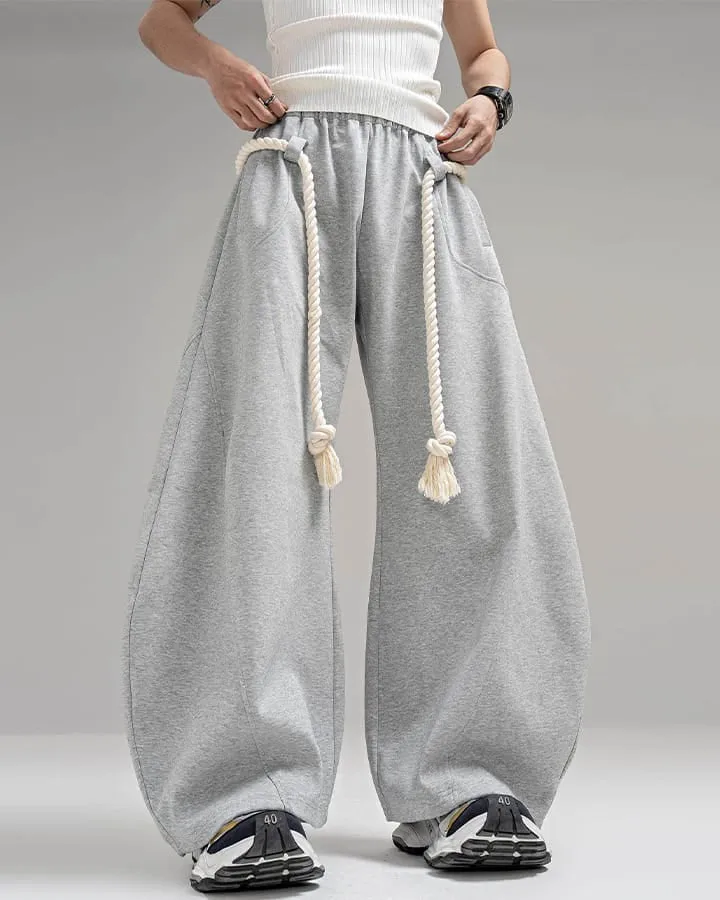 New Casual Relaxed Curved Wide-Leg Pants