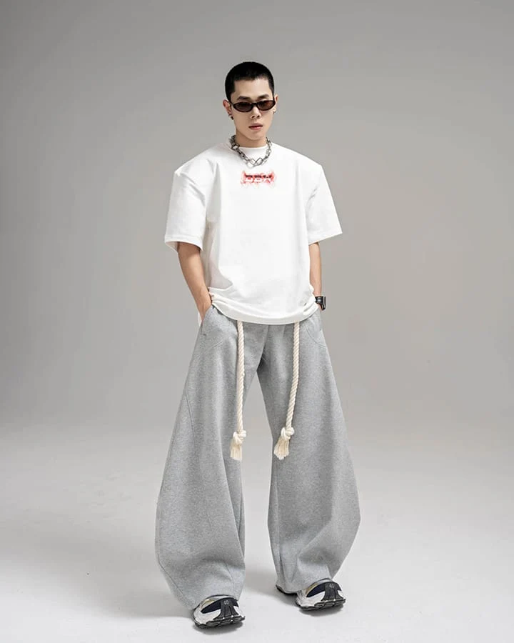 New Casual Relaxed Curved Wide-Leg Pants