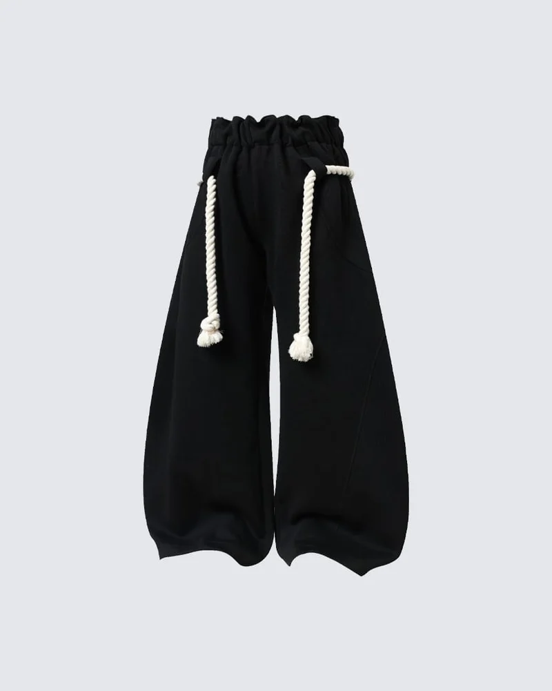 New Casual Relaxed Curved Wide-Leg Pants