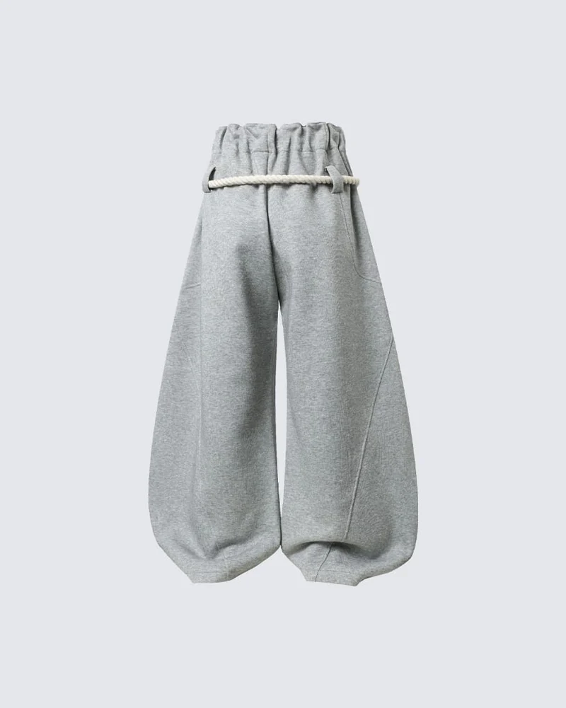 New Casual Relaxed Curved Wide-Leg Pants