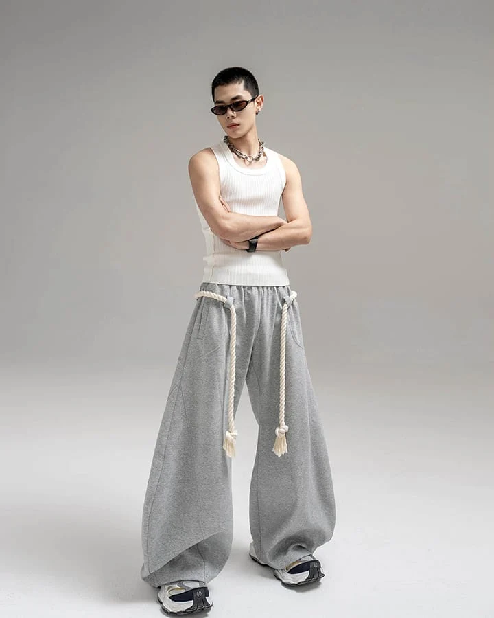 New Casual Relaxed Curved Wide-Leg Pants