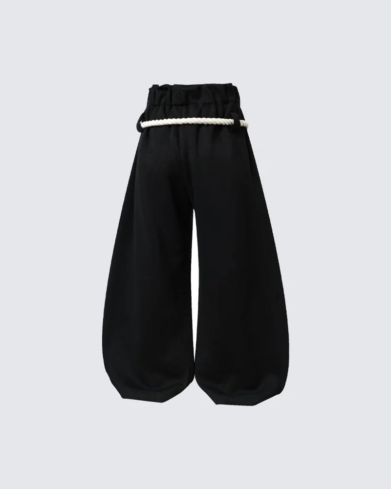 New Casual Relaxed Curved Wide-Leg Pants