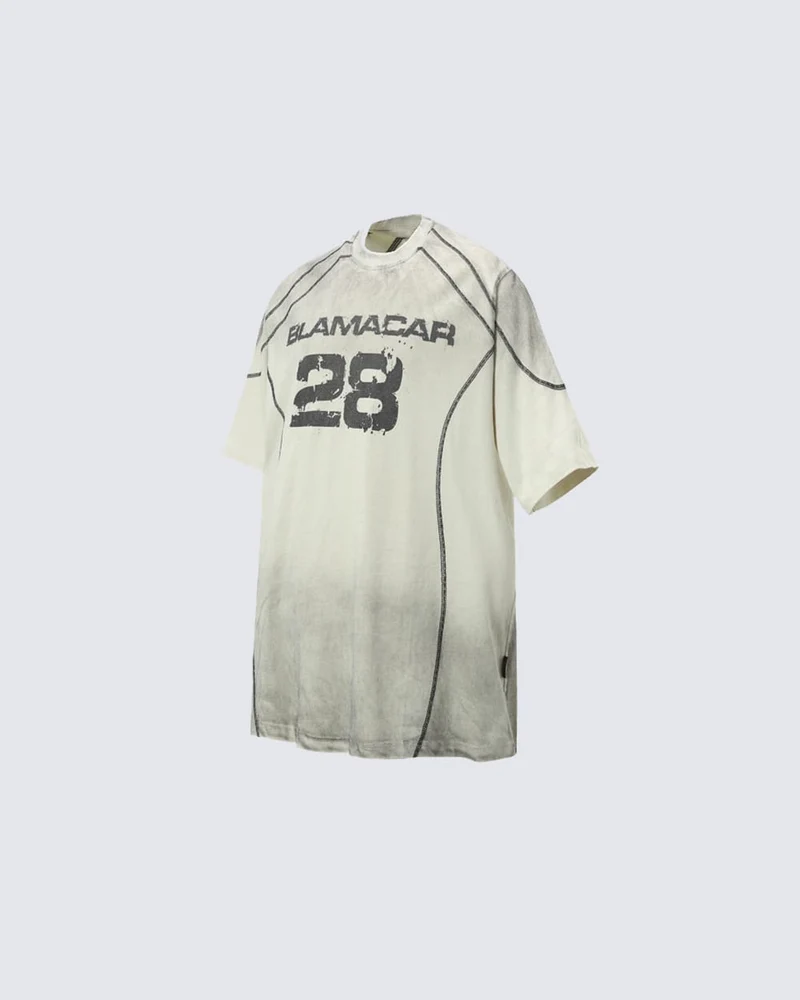 American Vintage Washed Contrast Stitch Graphic T-Shirt
