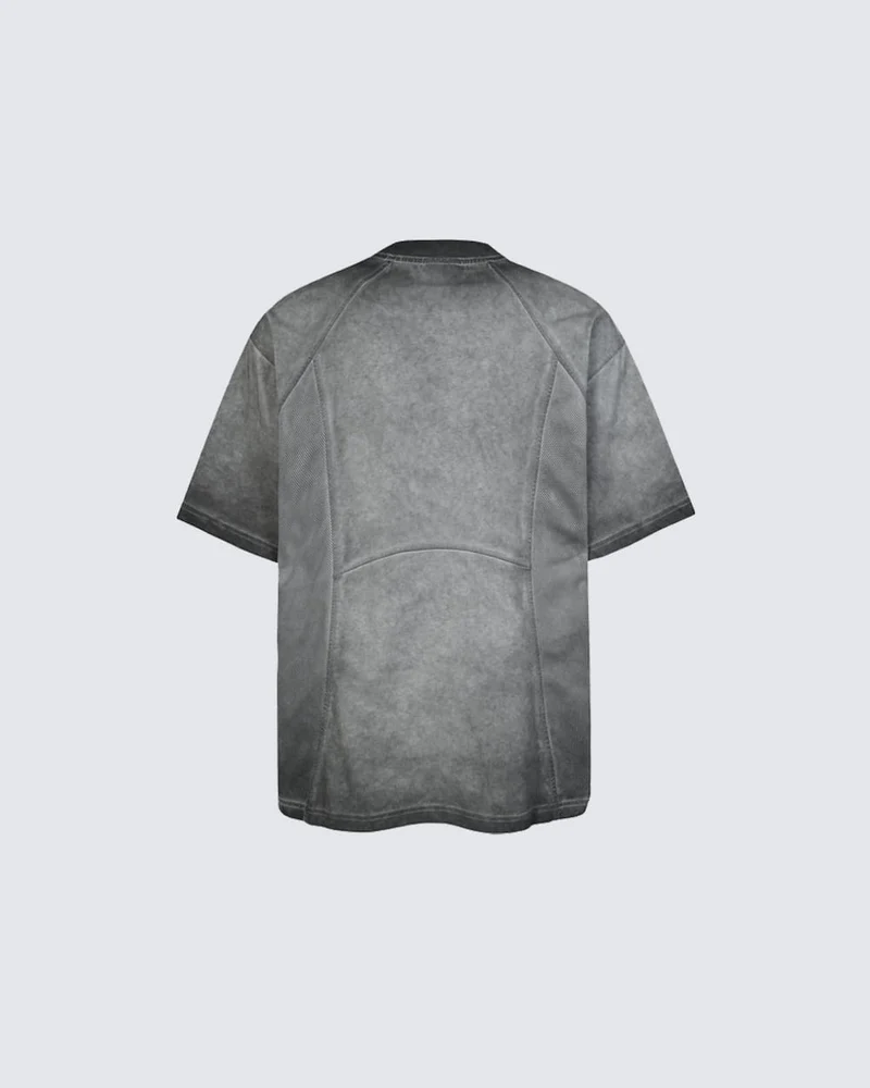American Vintage Washed Panel Stitching Short Sleeve T-Shirt