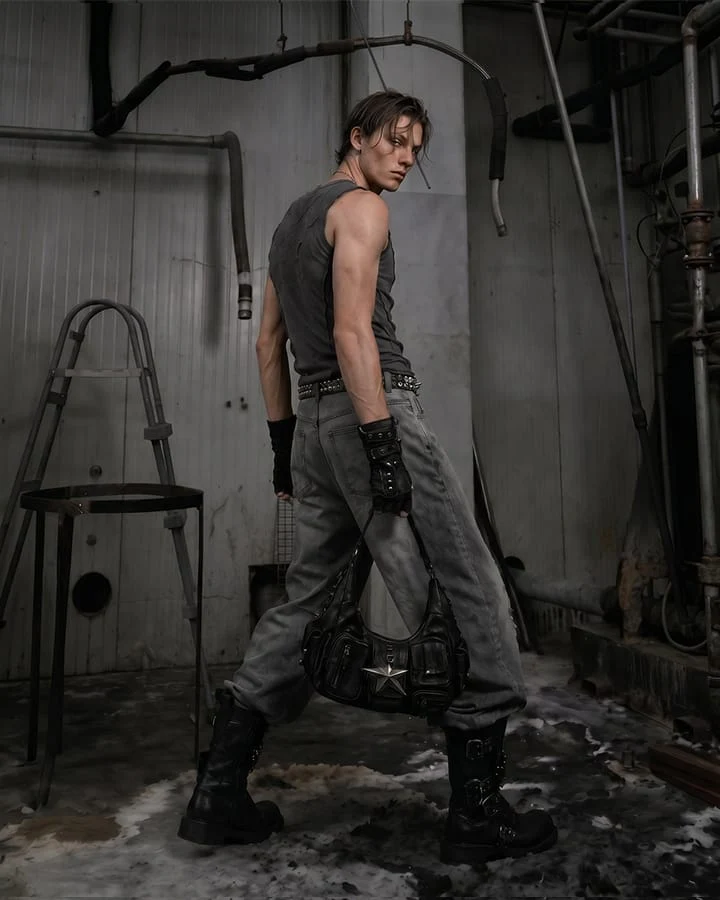 Dark Washed Distressed Sleeveless Ribbed Tank Top