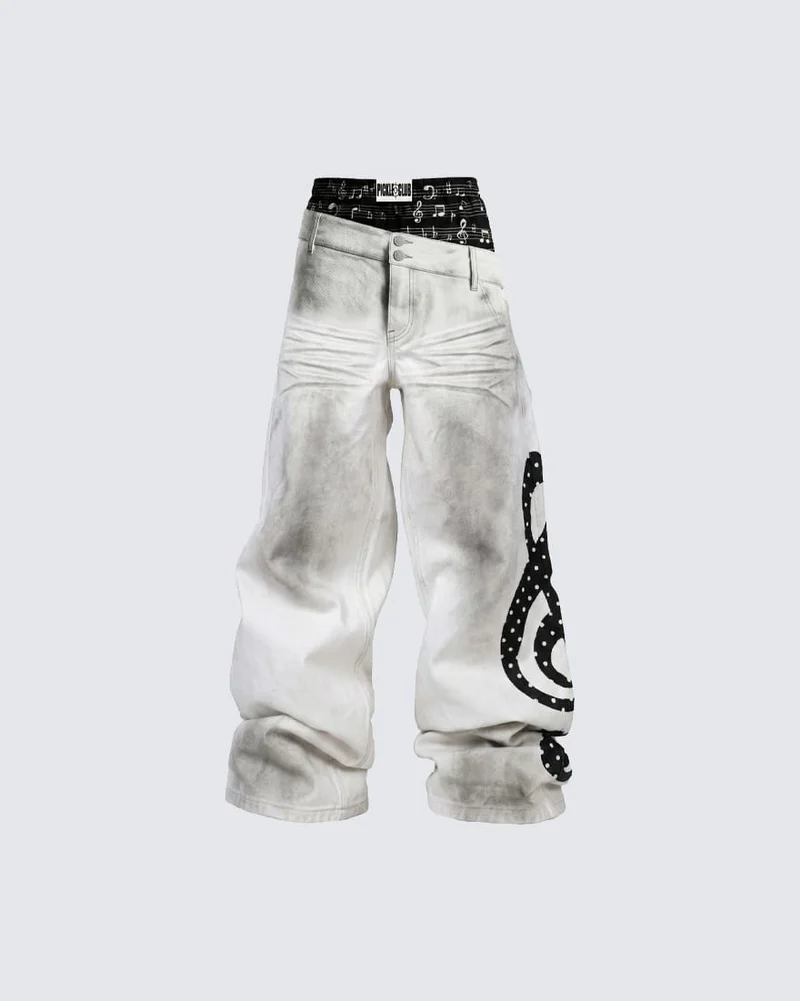 Subculture Inspired Distressed Flared Denim Jeans