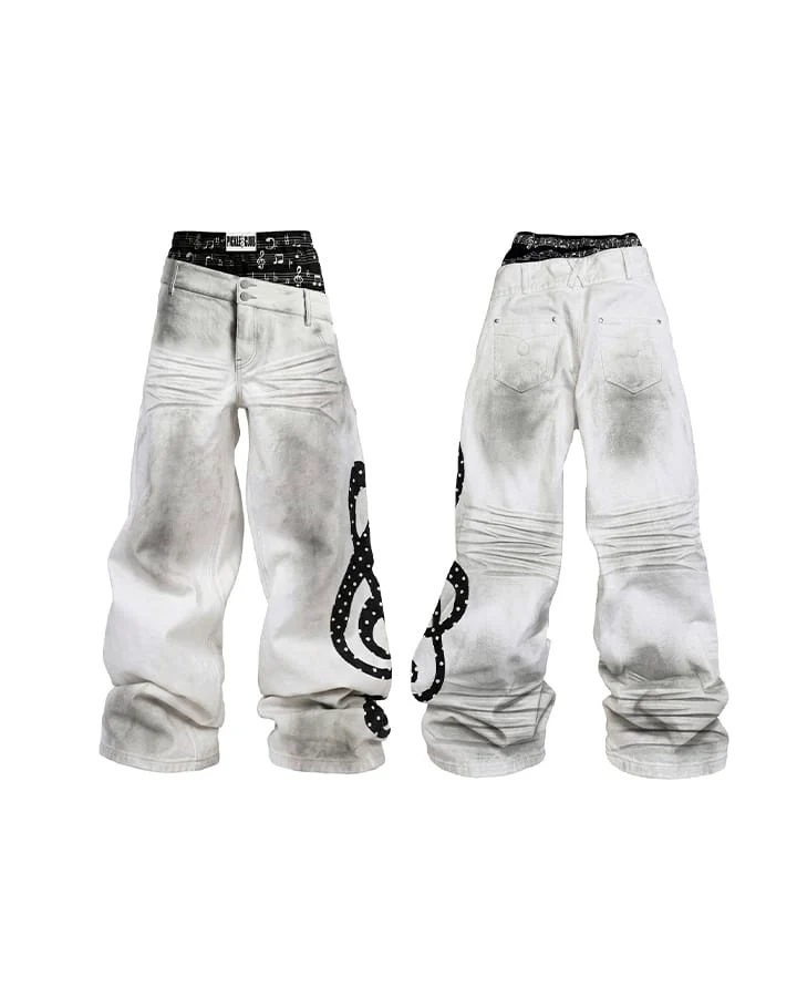 Subculture Inspired Distressed Flared Denim Jeans