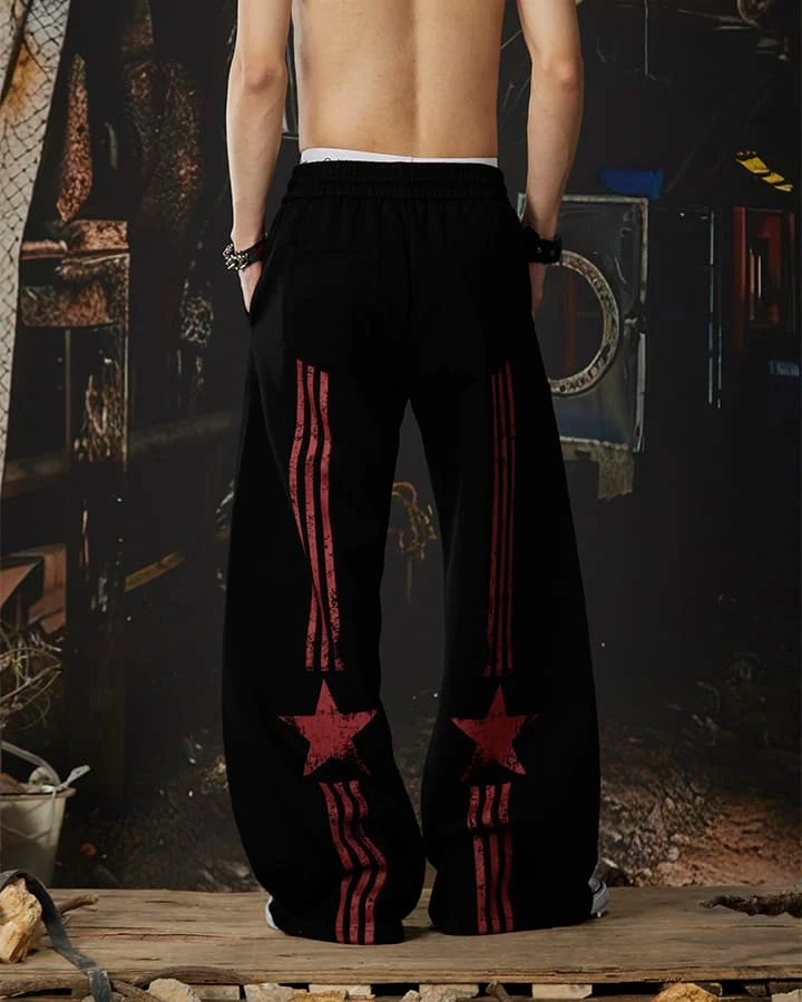 American Retro Street Graphic Star Print Sweatpants