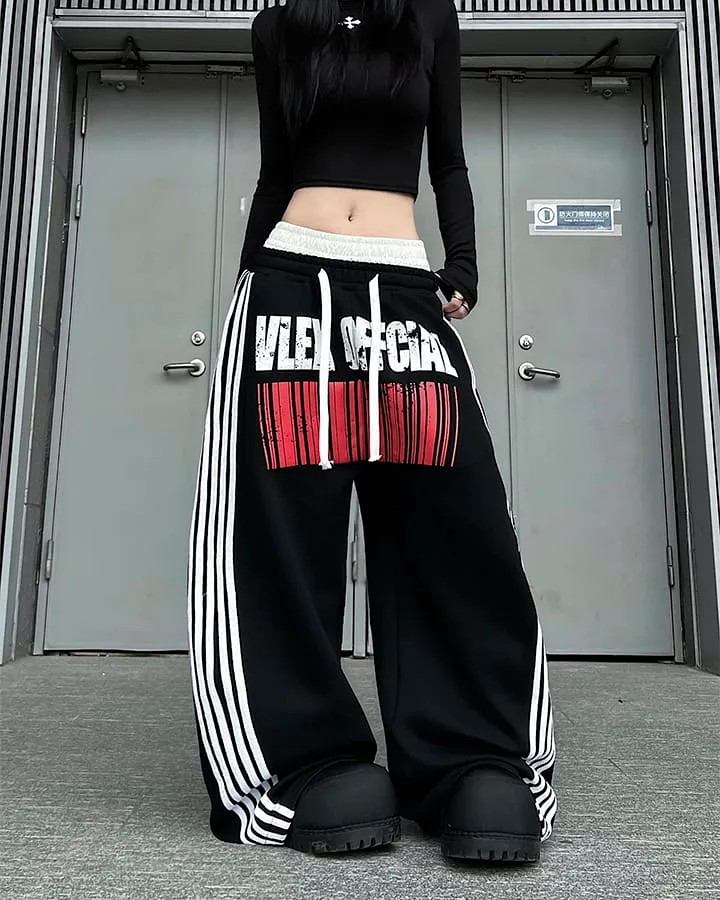 Double Waist Washed Side Stripe Sweatpants