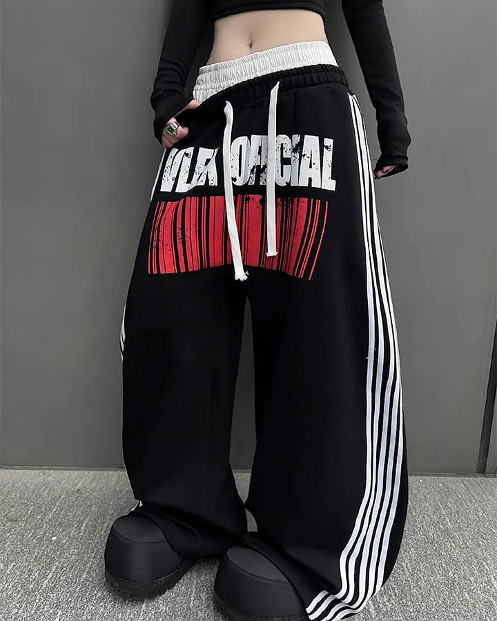 Double Waist Washed Side Stripe Sweatpants