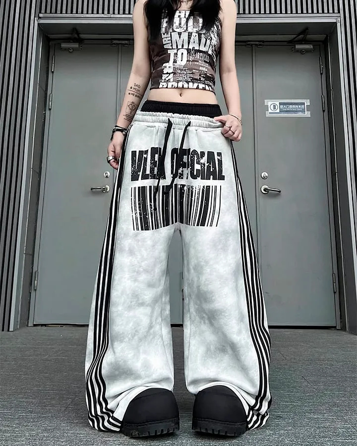 Double Waist Washed Side Stripe Sweatpants