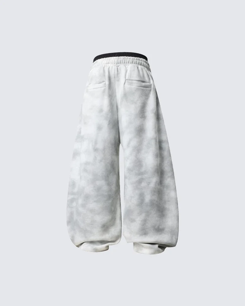 Double Waist Washed Side Stripe Sweatpants