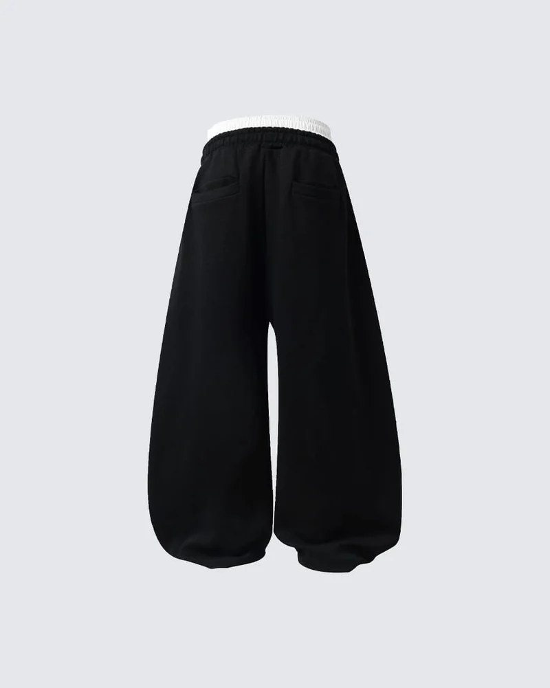Double Waist Washed Side Stripe Sweatpants