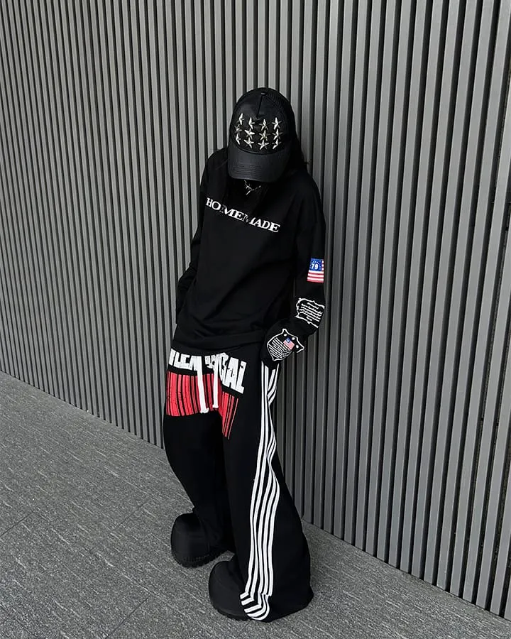 Double Waist Washed Side Stripe Sweatpants