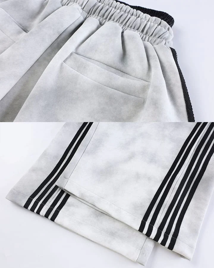 Double Waist Washed Side Stripe Sweatpants