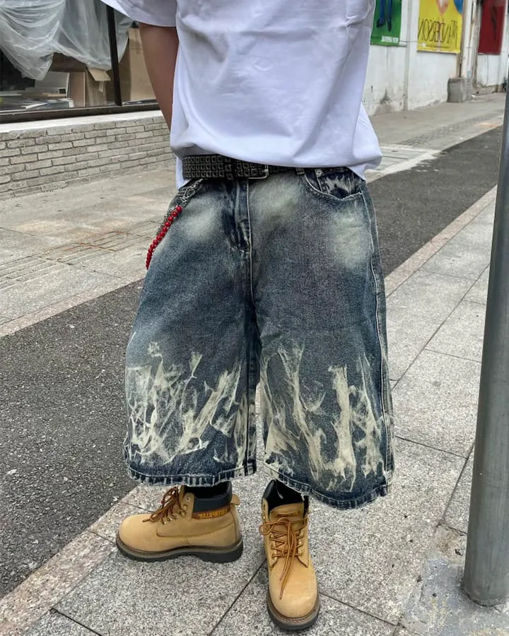 American New Flame Wash Seven-Length Shorts