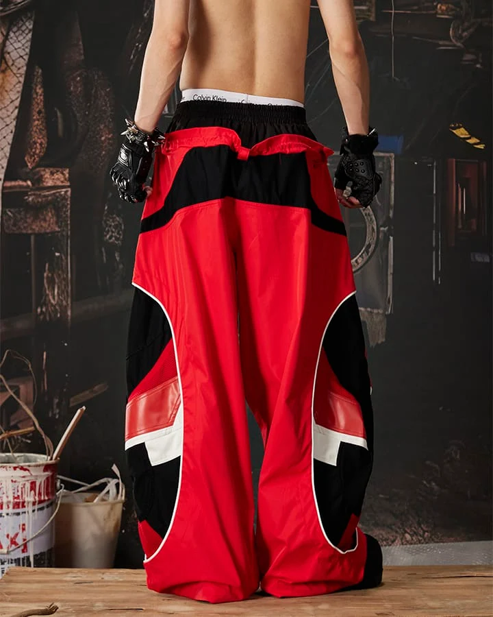 Street Colorblock Panel Loose Fit Wide Leg Pants
