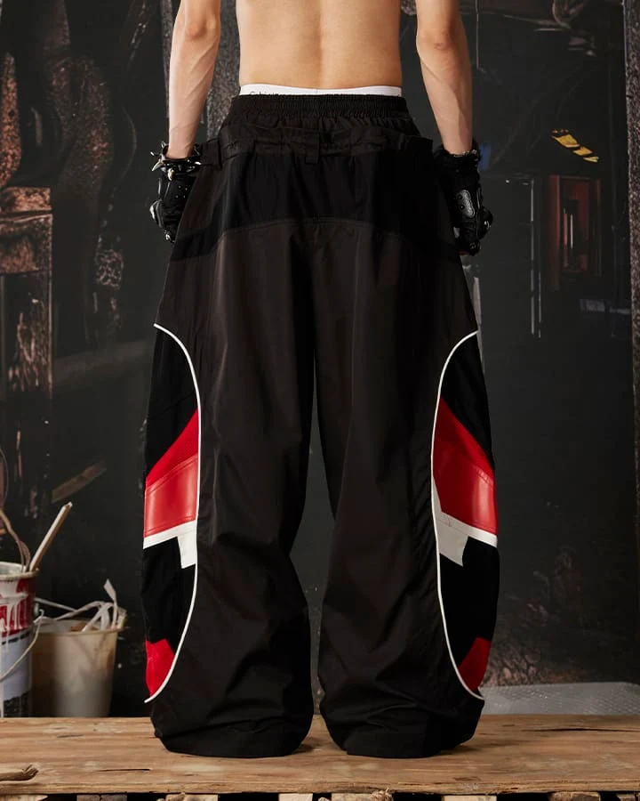 Street Colorblock Panel Loose Fit Wide Leg Pants