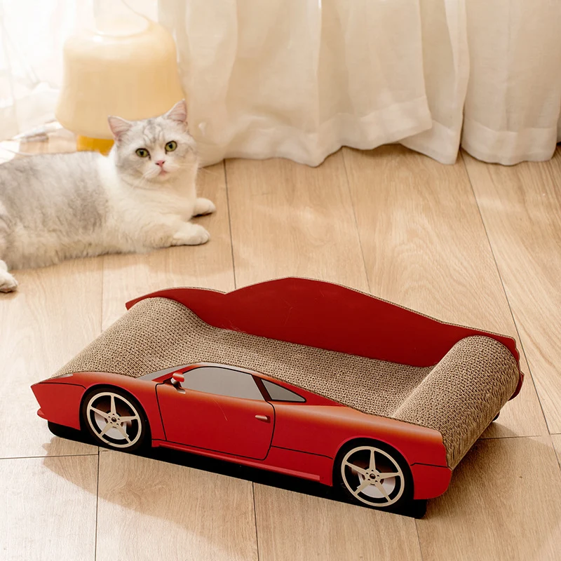 Katzen Kratzbrett Pappe, Rennwagen-Design Katzenkratzbrett aus Wellpappe, langlebig für Katzen zum Kratzen und Spielen