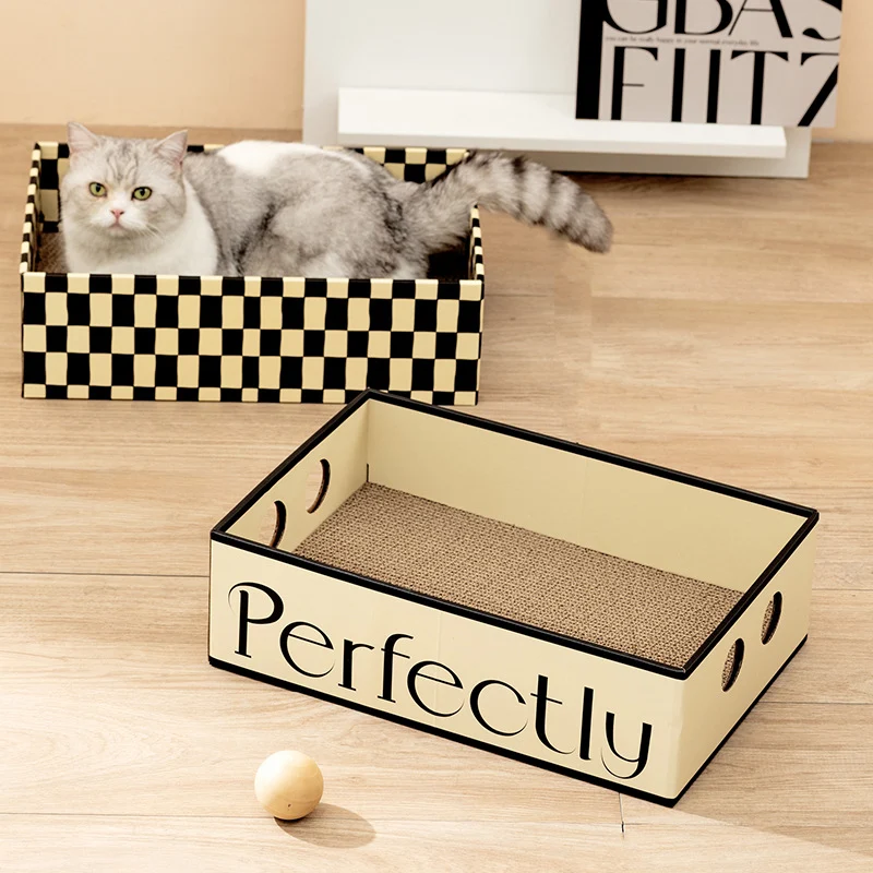 Katzen Kratzpappe, Box Kratzbrett für Katzen aus Wellpappe, Multifunktionale Katzenkorb und Kratzspielzeug