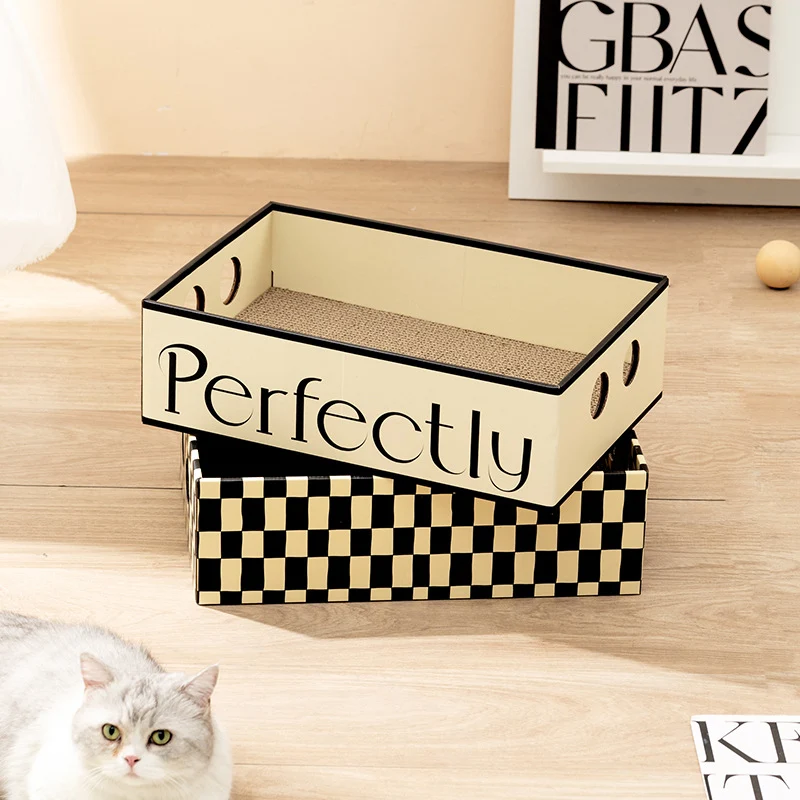 Katzen Kratzpappe, Box Kratzbrett für Katzen aus Wellpappe, Multifunktionale Katzenkorb und Kratzspielzeug