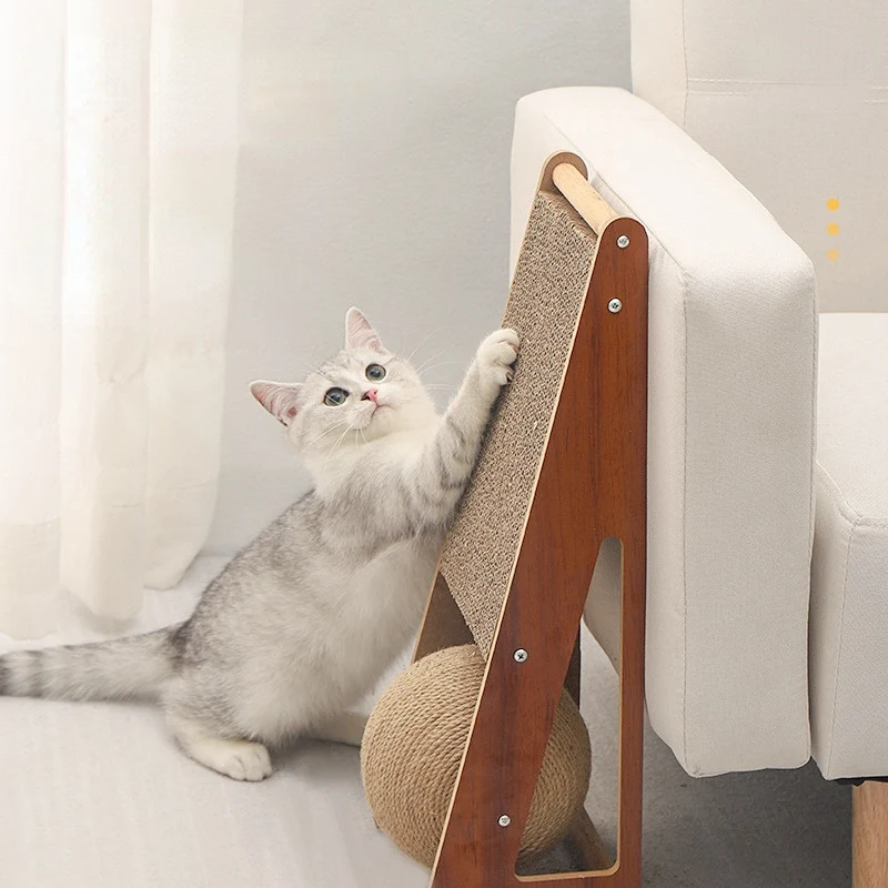 Katzen Kratzpappe, Kratzecke für Katzen, Dreieck vertikal Dehnbar, Katzenkratzball aus Sisal, ideal für Spiel & Kratzen