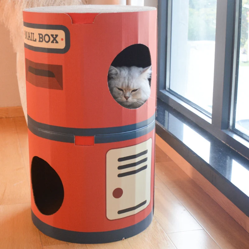 Katzen Kratzpappe, Kratzmöbel Katze Briefkastenform, Doppellagige Stand-Kratzsäule für Katzen, Verschleißfest