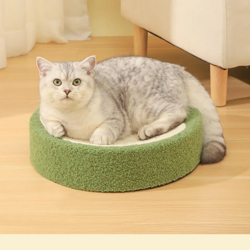 Katzen Kratzbrett Rund aus Sisal, süßem Blume, Geeignet für große Katzen, Kratzen & Schlafen