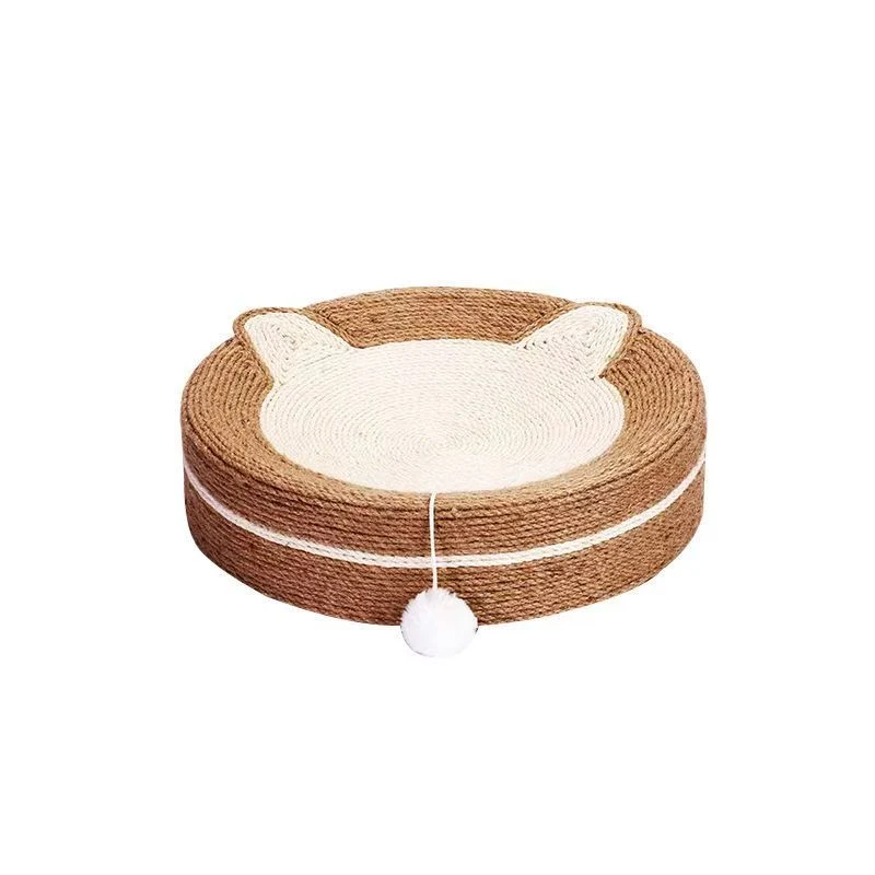 Kratzbrett katzenform, Rundes Katzenkratzbrett aus umweltfreundlichem Material mit Plüschballspielzeug