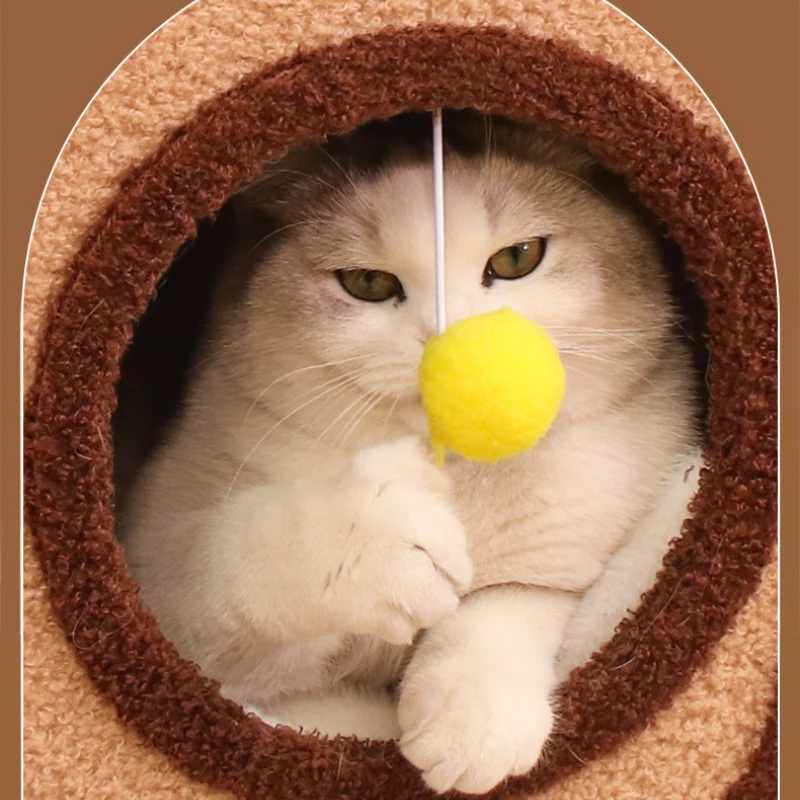 Kratzbrett für Katzen, Kuchenrollen-Design, Winterkatzenbett dicke Unterlage, mit gemütlichem Ruhebereich & Zugang