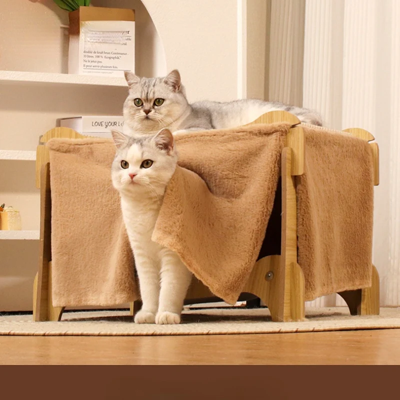 Katzenbett, Katzenbett für 2 Katzen, Katzenbett mit Kratzbaum, Hochwertige Materialien & modernes Design