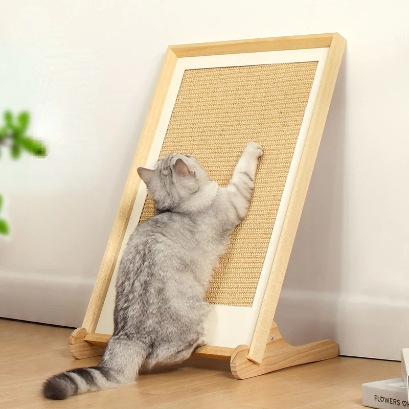 Kratzbrett für Katzen, Kratzecke für Katzen, Vertikaler L-Typ, Sisal-Katzenkratzbrett im Blockhausstil, Eckdekorationsmalerei