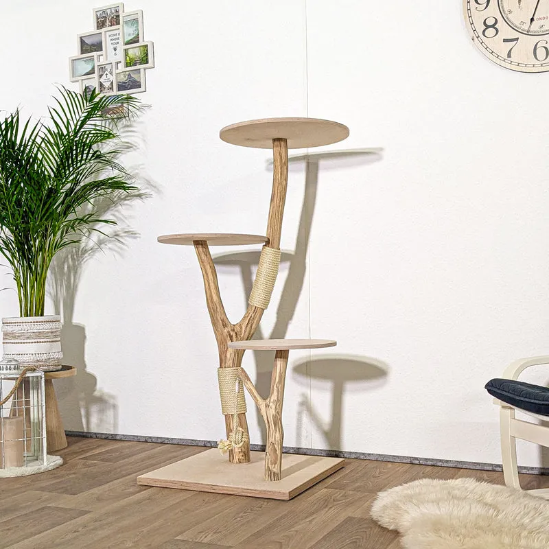 Naturkratzbaum 4149 Kratzbaum Natur Holz Design 136 cm hoch Katzenbaum