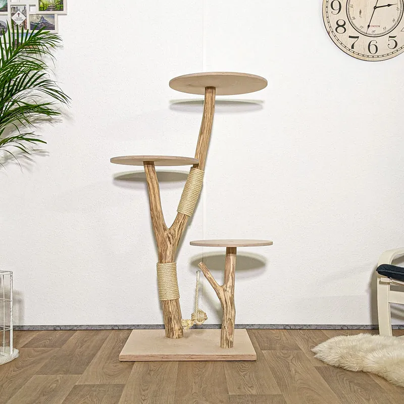 Naturkratzbaum 4149 Kratzbaum Natur Holz Design 136 cm hoch Katzenbaum