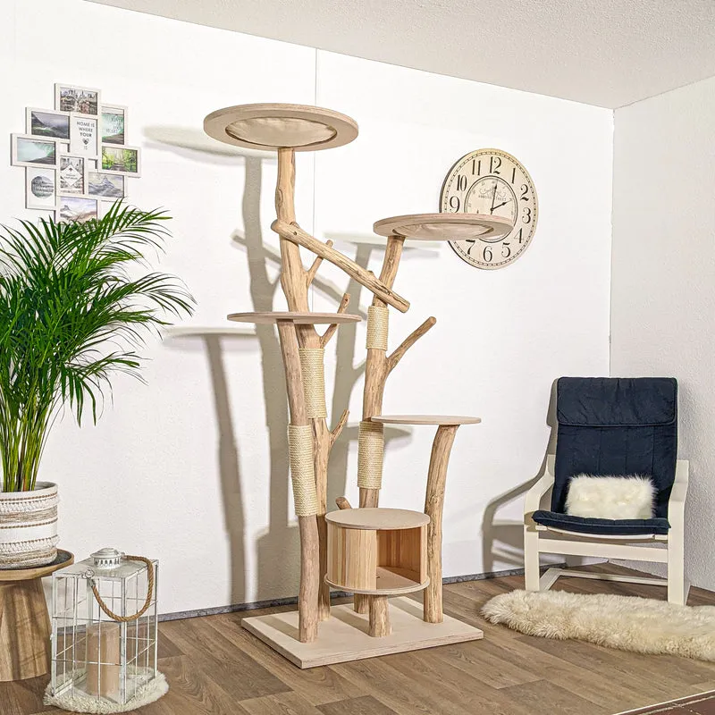 Naturkratzbaum 4147 Kratzbaum Natur Holz Design 195 cm hoch Katzenbaum