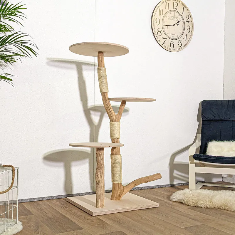Naturkratzbaum 4145 Kratzbaum Natur Holz Design 134 cm hoch Katzenbaum