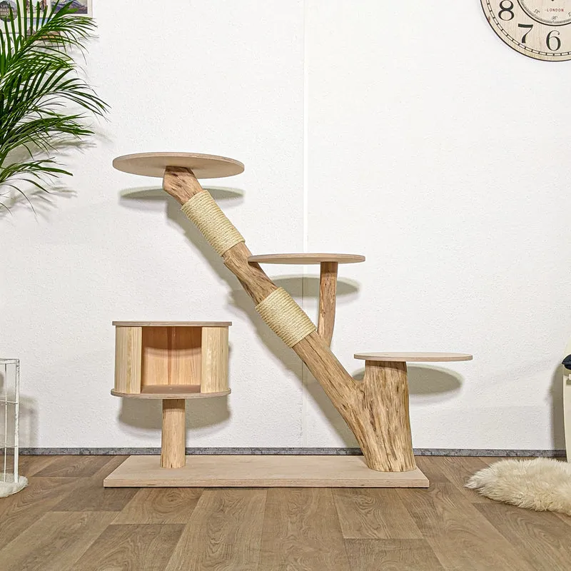 Naturkratzbaum 4143 Kratzbaum Natur Holz Design 108 cm hoch Katzenbaum