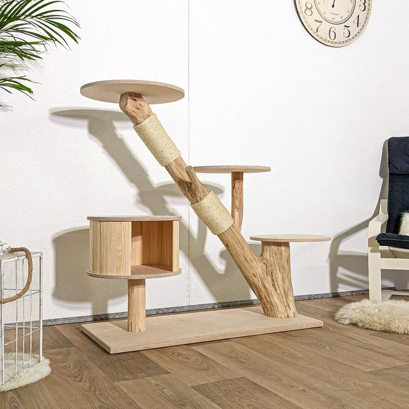 Naturkratzbaum 4143 Kratzbaum Natur Holz Design 108 cm hoch Katzenbaum