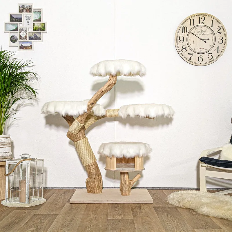 Naturkratzbaum 4129 Kratzbaum Natur Holz Design 130 cm hoch Katzenbaum