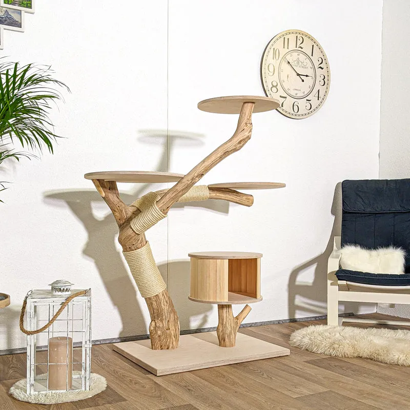 Naturkratzbaum 4129 Kratzbaum Natur Holz Design 130 cm hoch Katzenbaum