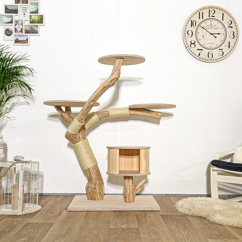 Naturkratzbaum 4129 Kratzbaum Natur Holz Design 130 cm hoch Katzenbaum