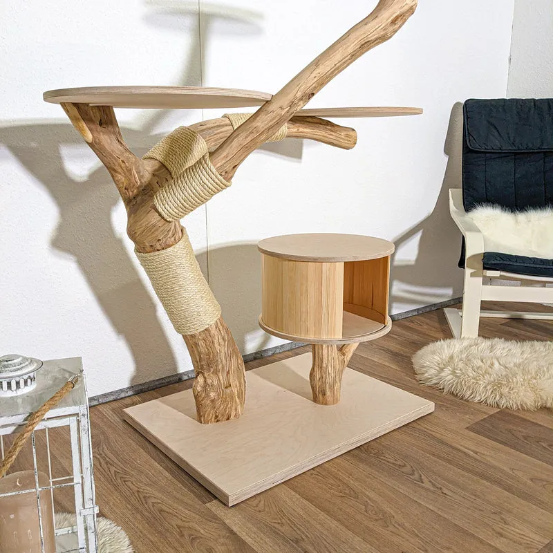 Naturkratzbaum 4129 Kratzbaum Natur Holz Design 130 cm hoch Katzenbaum