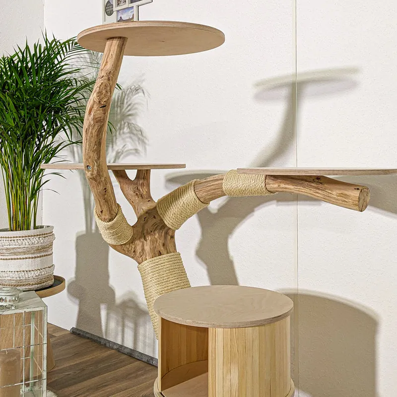 Naturkratzbaum 4129 Kratzbaum Natur Holz Design 130 cm hoch Katzenbaum