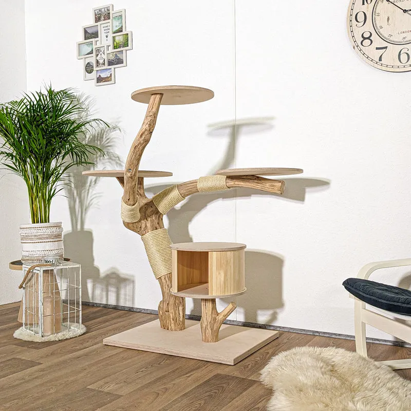 Naturkratzbaum 4129 Kratzbaum Natur Holz Design 130 cm hoch Katzenbaum
